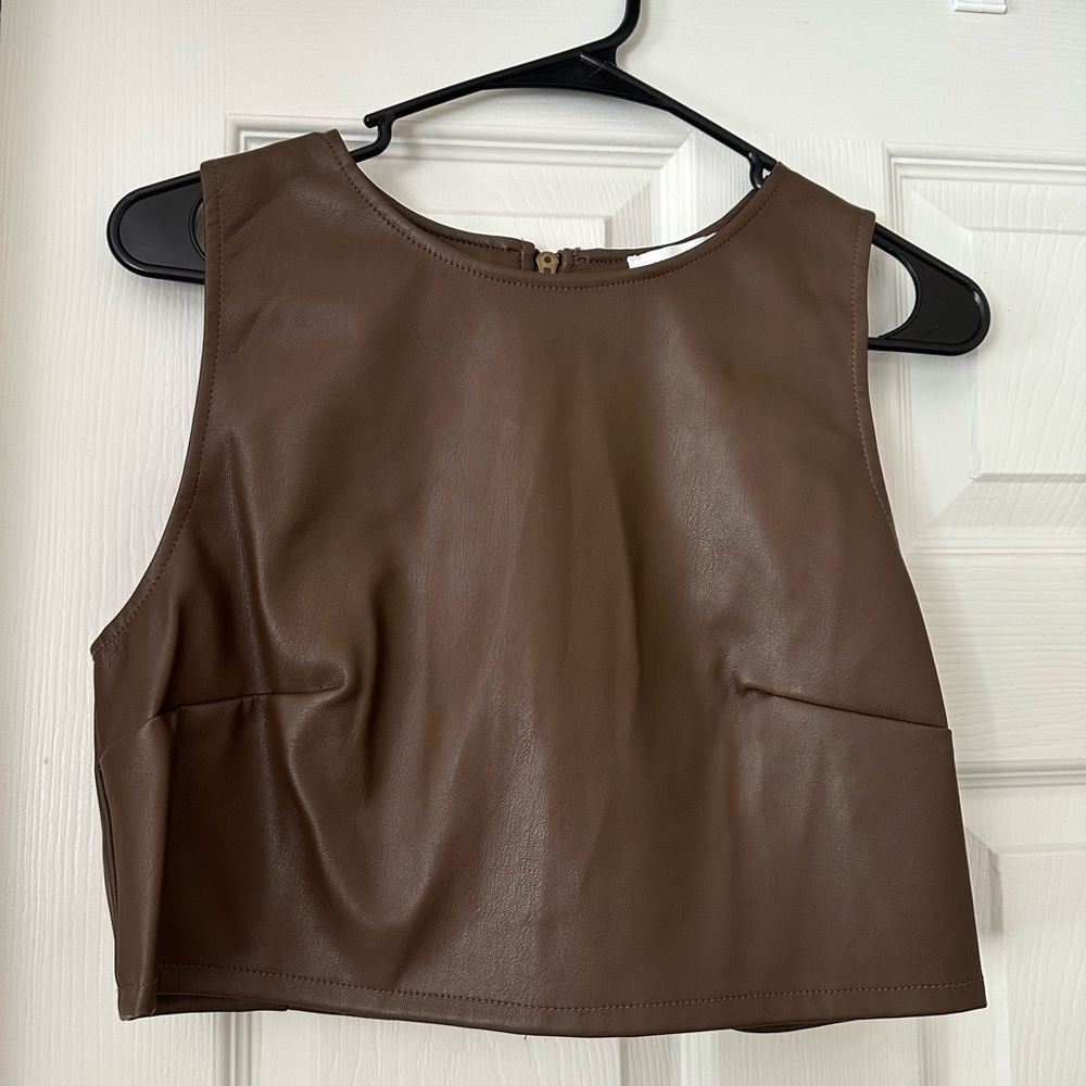 Faux leather crop top